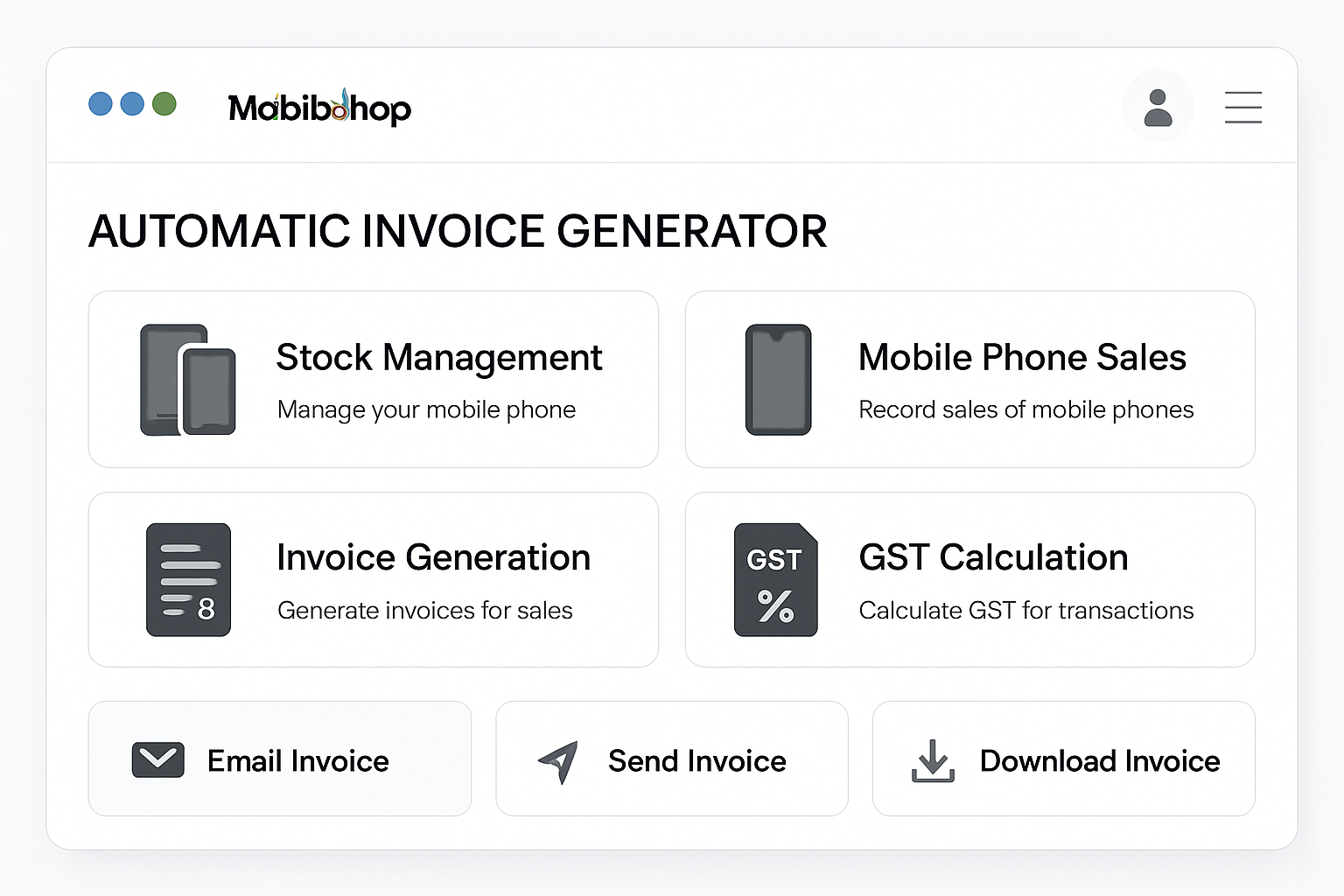 Automatic Invoice Generator for Mobile Shops